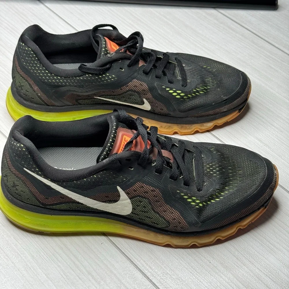 Nike Air Max 2014 Running Shoes‎ Black Green Orange White Sneakers Size 11